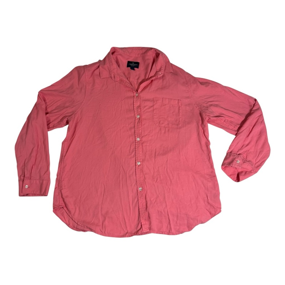 American Eagle Outfitters Womens Pink Button Down Shirt Long Sleeve Cotton sz XL